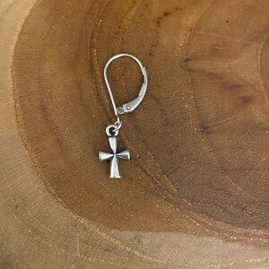 SINGLE Retired James Avery St. Teresa Cross Dangle Earring, Sterling Silver